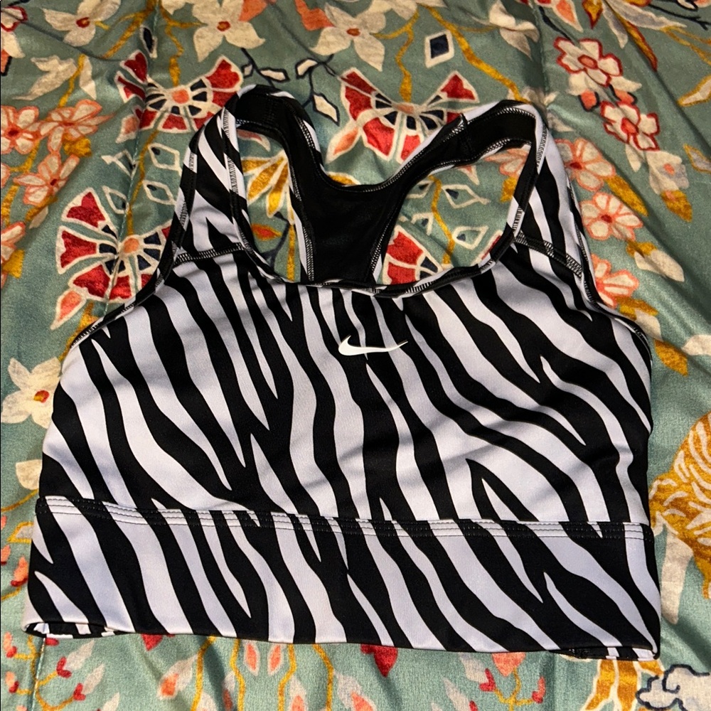 Nike Black and White Zebra Sports Bra